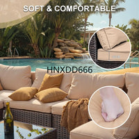 7 Piece Patio Furniture Set with  Fire Pit Table Outdoor Sectional Conversation Sofa Set with Coffee Table