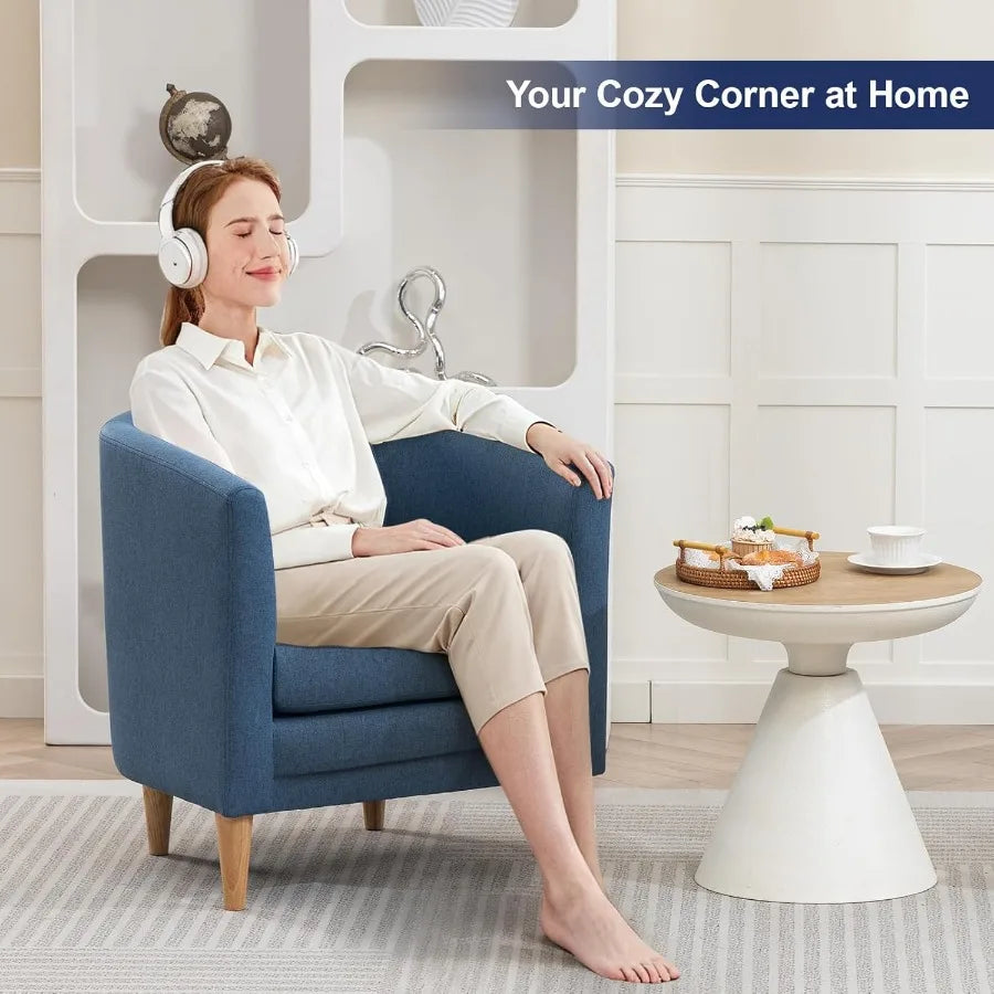 Modern Comfy Accent Barrel Chair with Armrest for Living Room Bedroom Reception Room or Cafe Soft Padded Design for Cozy Readin