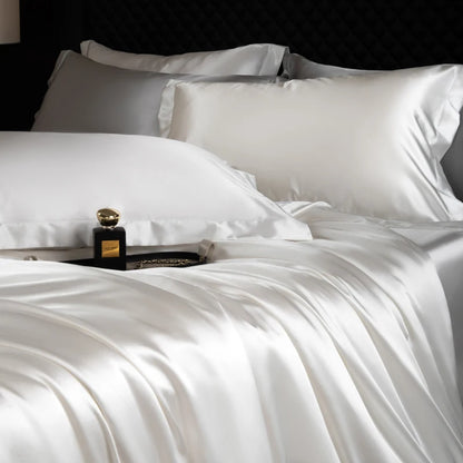 100% Mulberry Silk King Bedding Sets Duvet Cover with Pillowcase Comfortable Bed Sets Linen Sheet Silky Bed Cover Sets