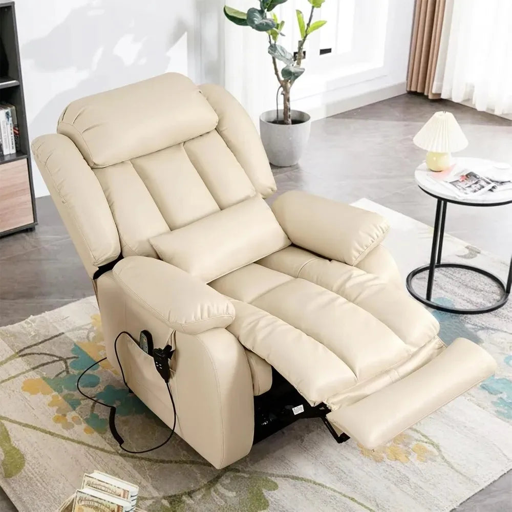 Recliner Chair for Adults, Dual Motor Power Lift Chair, Infinite Position, Lay Flat Lift, Massage and Heating, Exten