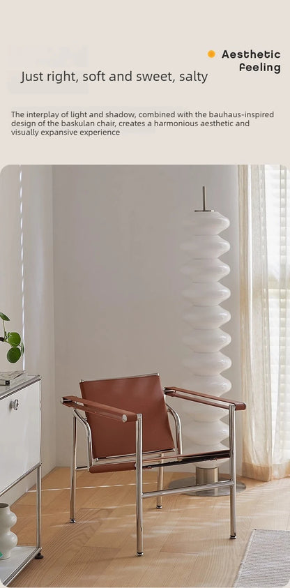 Nordic Modern Medieval Style Stainless Steel Tube Leisure Lounge Chair Designer Furniture Hotel Home Matching Coffee Shop Chair