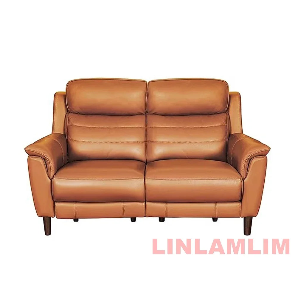 MANBAS Luxury Power Reclining Sofa - Modern Genuine Leather 3-Seater Couch with Footrests & USB, Electric Recliner Home Theater