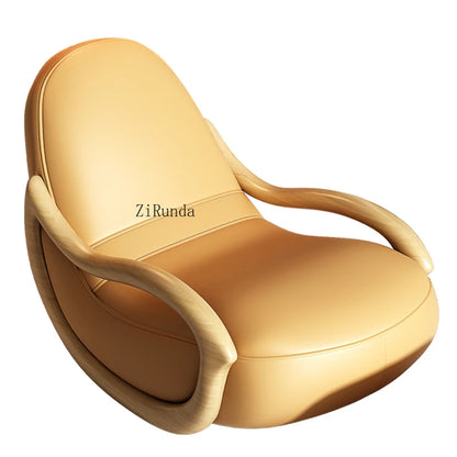 Cream style solid wood chair, Chinese style sofa lounge chair, home balcony leisure chair