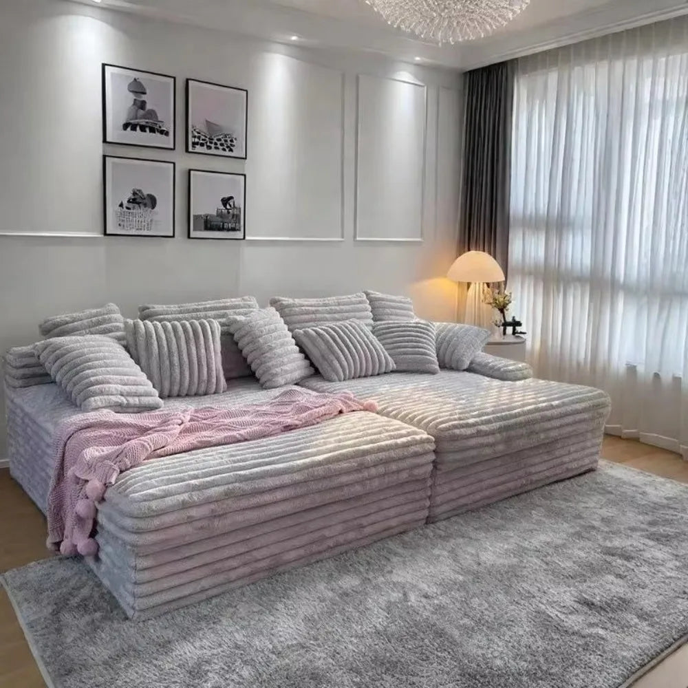 Modern Luxury Velvet L-shaped Compression Sofa Bed Set, Adjustable Function Durable Design, for Living Room Boneless Sofa