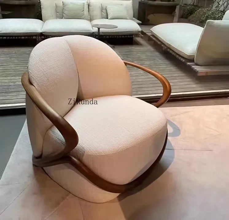 Modern living room furniture, high quality solid walnut lounge chair, high elastic sponge armchair