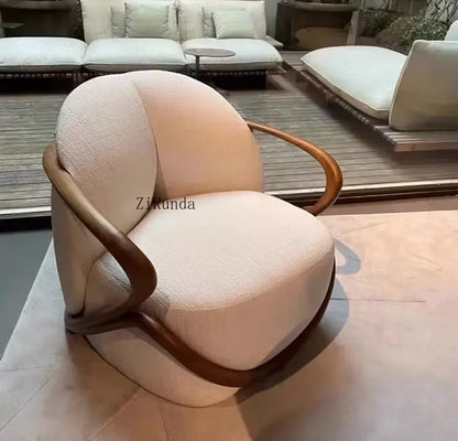 Modern living room furniture, high quality solid walnut lounge chair, high elastic sponge armchair