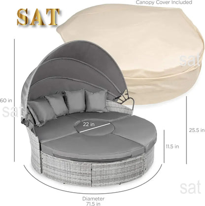 %a 5-Piece Modular Terrace Wicker Sofa Bed Modular Conversation Lounge Chair Set, Adjustable Seat
