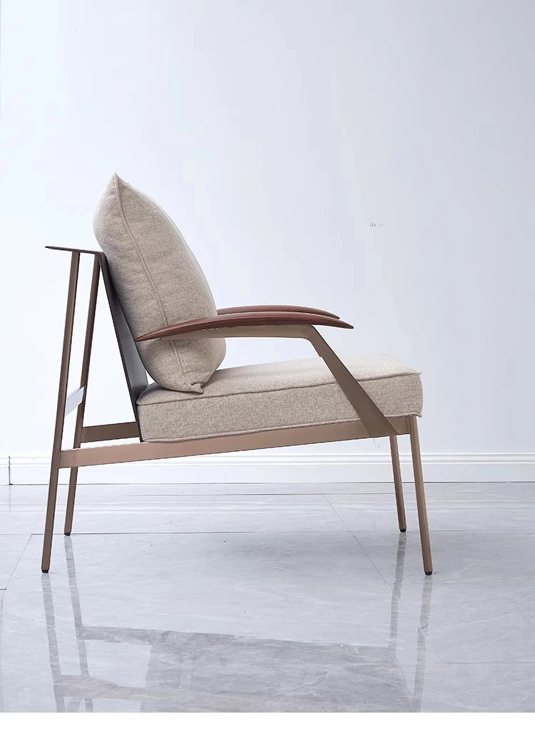 Single Light Luxury Designers Stainless Chair  Minimalist Backrest Armchair Negotiation Living Room Chair Sofa Stool Furniture