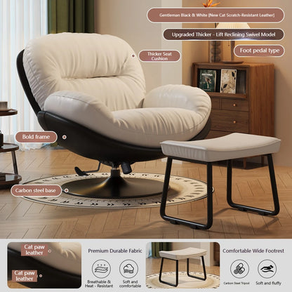 Luxury Living Room Lounge Chair Soft Reclining Home Relaxing Chair Adjustable Height Modern Bedroom Swivel Sofa Chairs Furniture