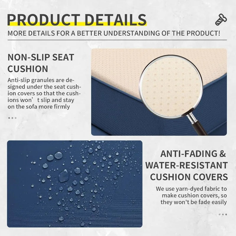 7 Piece Wicker Patio Furniture Sets Outdoor Conversation Set, PE Rattan Sectional Sofa Couch with Storage Table and Non-Slip Nav