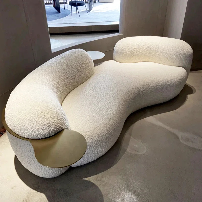 A Modern Minimalist Luxury Design Curved Couch Living Room Furniture Velvet Fabric Sofa