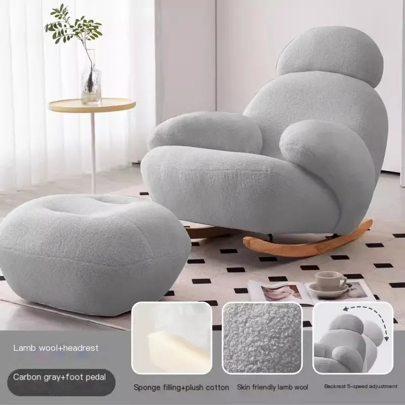 Nordic Modern Luxury Living Room Chairs Sofa  Rocking  Lounge Single Lazy Reclining Adult Bedroom Relax Magical Furniture