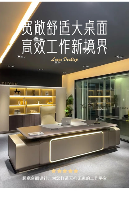 Elegant Light Luxury office desk Modern large high-end design executive desk Minimalist interior escritorio oficina furniture