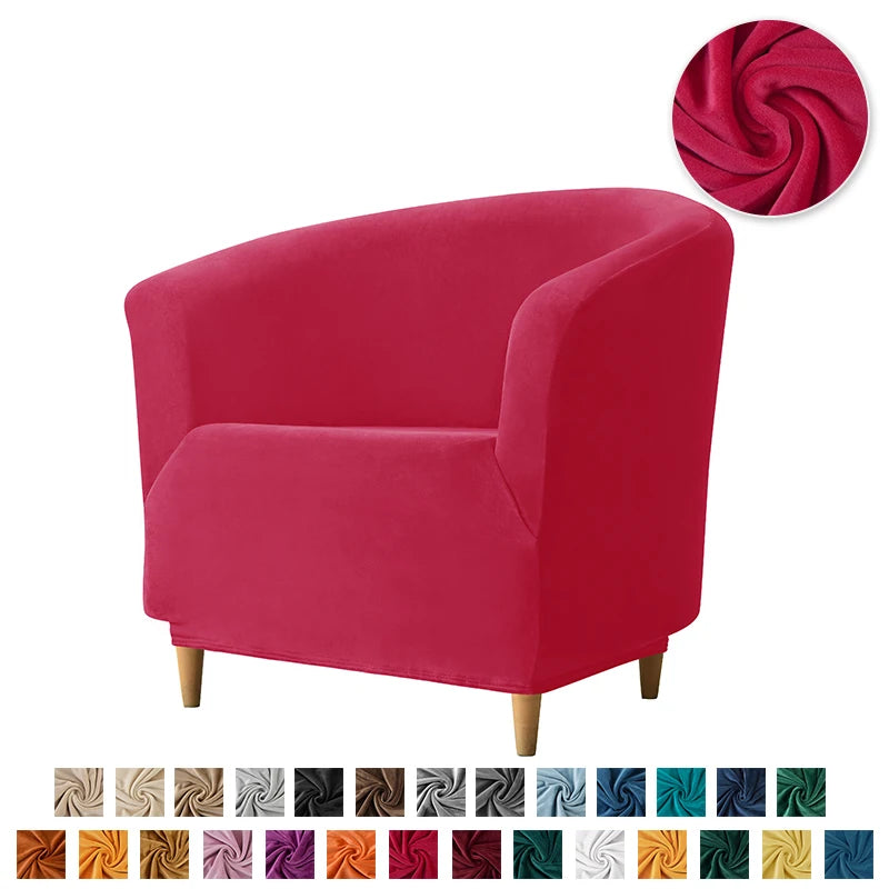 Velvet Tub Cover Chair Jacquard Single Seat Sofa Slipcover 1 Seate Living Room  Furniture Couch Washable Club Armchair Cover