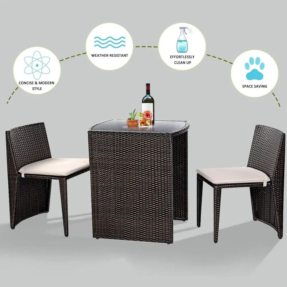 Cushioned Outdoor Wicker Patio Set Garden Sofa Seat No Assembly