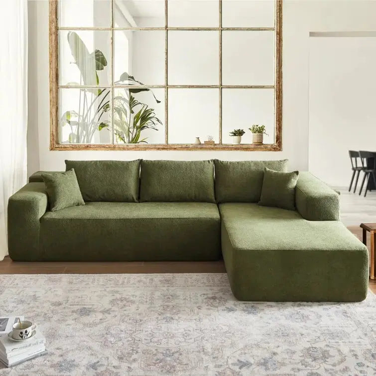 Modern tufted combination fabric compression combination sofa set L-shaped corner unit hotel villa apartment living room use