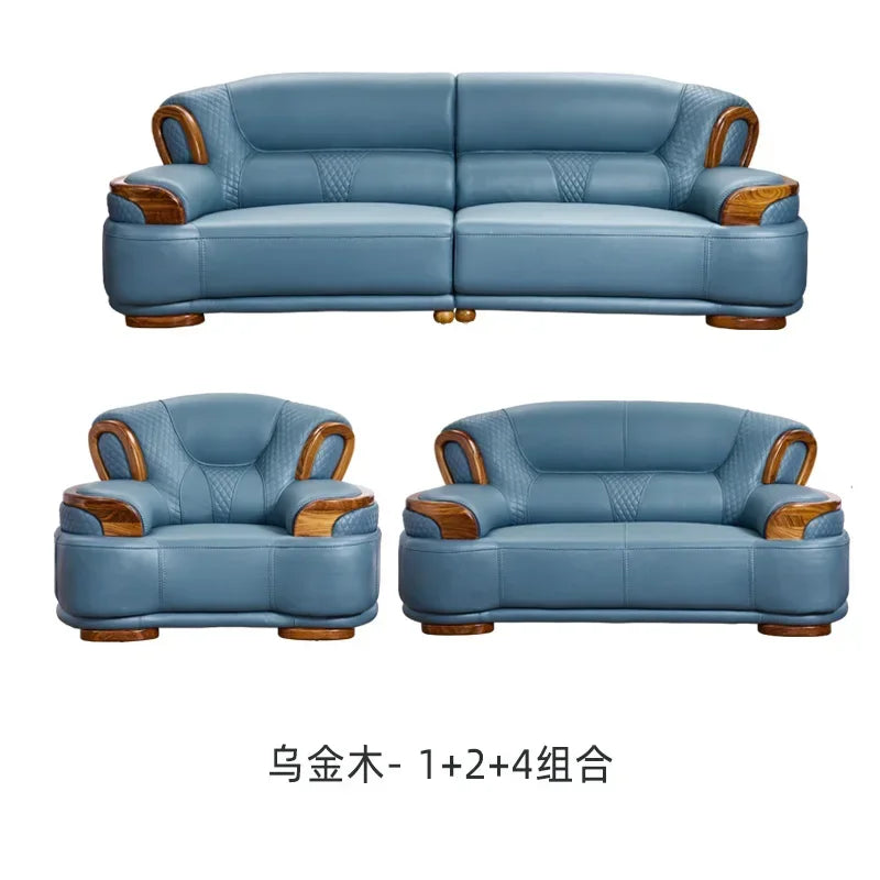 Designer Family Living Room Sofa Genuine Leather Sectional Floor Living Room Sofa Wood Minimalist Muebles Postmodern Furniture