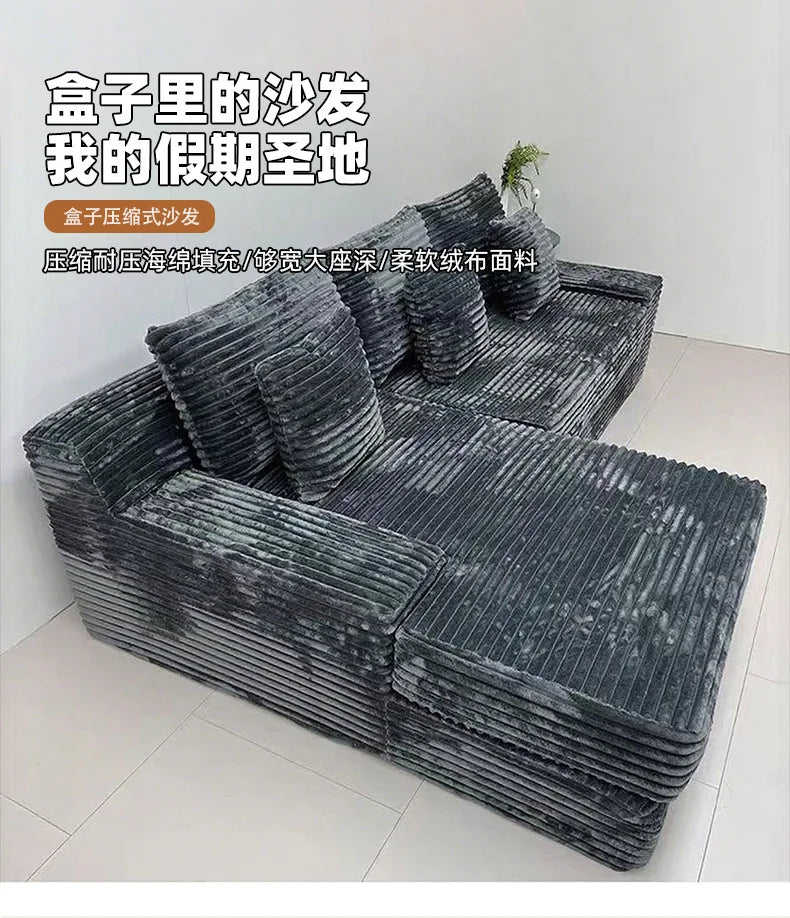 Wholesale Modern Living Room Furniture L-Shaped Compression Sofa Bed Combination