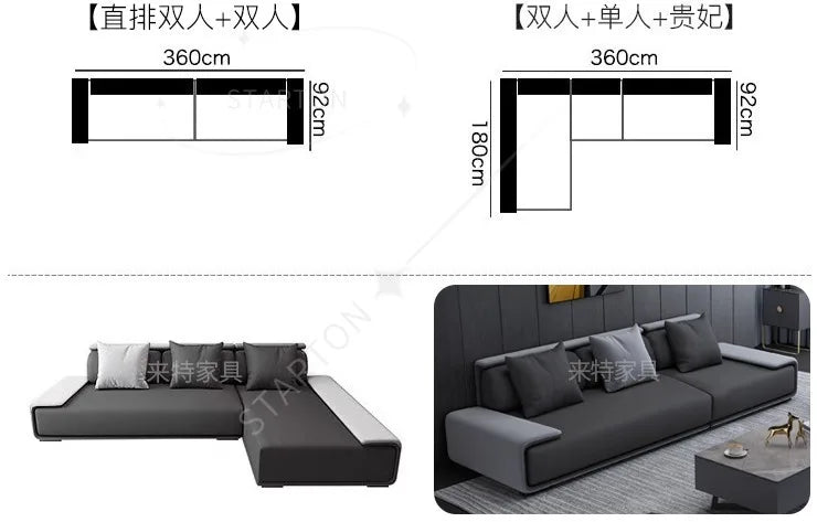 Grey Fabric Sofa Leisure Couch l Shape Sofa