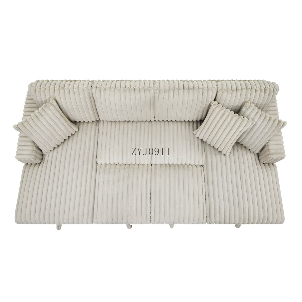 U-chair, 122-in-2 pull-out bed, living room with double storage sectional plush corduroy sofa