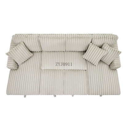 U-chair, 122-in-2 pull-out bed, living room with double storage sectional plush corduroy sofa