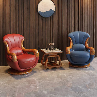 Modern new Chinese ebony top layer cowhide European simplicity Italian minimalism