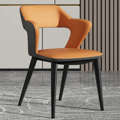 Simple Dining Chair Household Leather Backrest Wrought Iron Armrest Casual Restaurant Chair Hotel Seat Living Room Furniture