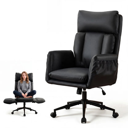 TCGBKAF Beige Big&Tall Office Chair with Flip Armrests Cross Legged Office Chair with Wheels Soft Chenille Executive Chair with Adjustable Lumbar Support Ergonomic Computer Desk Chair