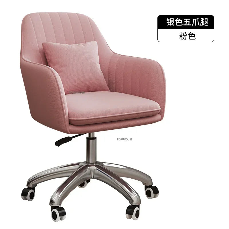 Modern Pink Office Chair Comfortable Adjustable Swivel Computer Chair for Home Bedroom Gaming Chair Office Furniture