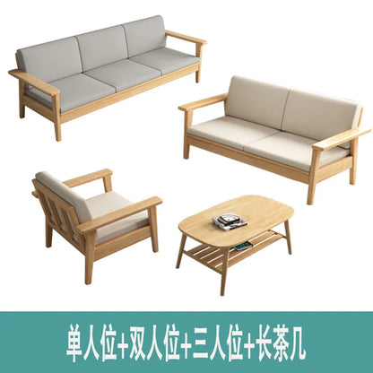 Solid wood sofa simple modern living room small apartment three-person winter and summer dormitory bed and breakfast sofa