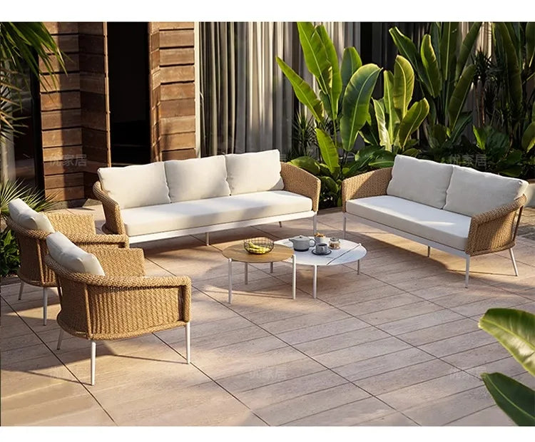 Outdoor Sofa Designer Sample Room Rope Weaving Furniture Leisure Courtyard Outdoor Garden Outdoor Waterproof Sofa