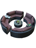 Outdoor round rattan sofa combination garden courtyard semi-circular rattan chair  hotel curved living room sofa