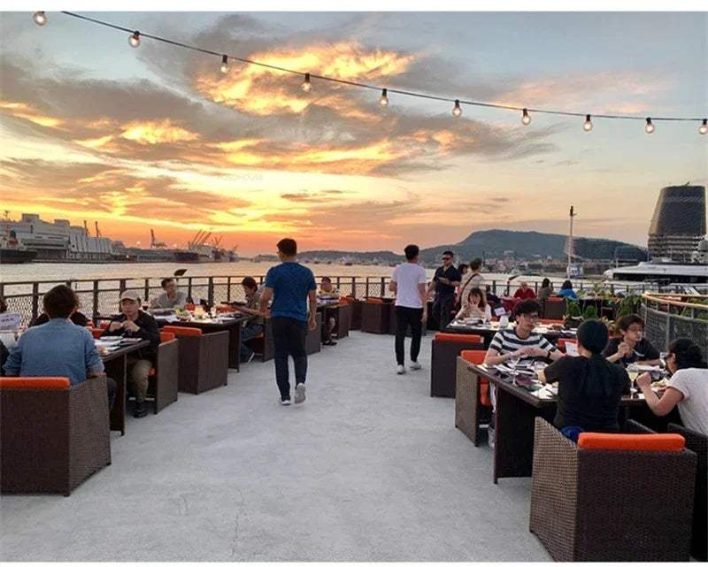 Patio Rattan Furniture Set Modern Open-air Garden Furniture Sets Waterproof and Sun-proof Armchair Leisure Outdoor Table Chairs