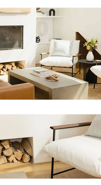 Designer Cream Style Fabric Recliner Living Room Balcony Leisure Saddle Leather Single Sofa Chair