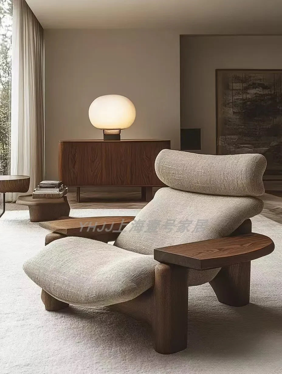 X New Medieval Solid Wood Single Sofa Chair Original Art Model Room Club Exhibition Hall Leisure Chair