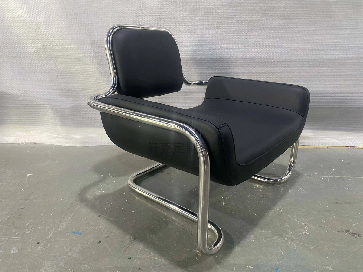 Nordic medieval curved special-shaped convex chair stainless steel light luxury backrest single chairTJ