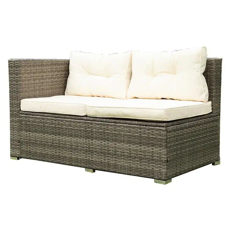 4-Piece Patio Sectional Rattan Sofa Set with Storage - Grey Wicker with Cream Cushions