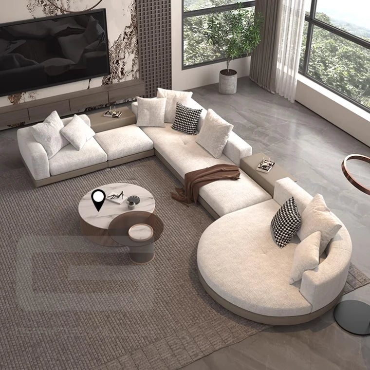 L-shaped sofa home furniture simple style white sofa set modern living room leather fabric combination sofa