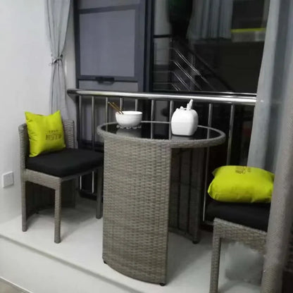 TieHo Garden Rattan Table Chair 3 Set Combination Outdoor Balcony Small Leisure Round Table