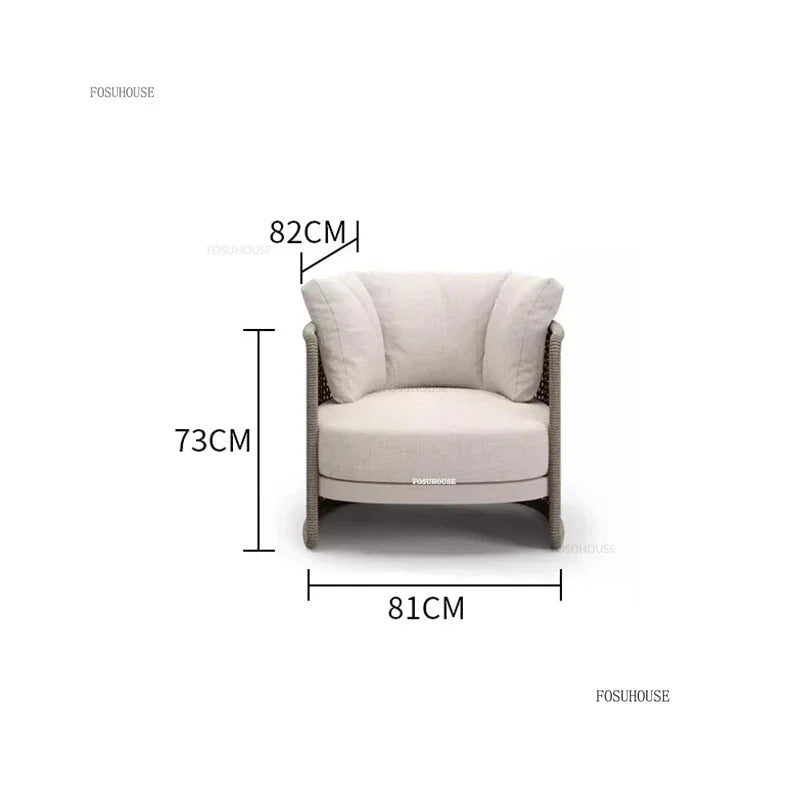Luxury Rattan Outdoor Sofas Retro Garden Furniture Leisure Home Balcony Patio Set Nordic Rainproof and Sunproof Rope Sofa Chair
