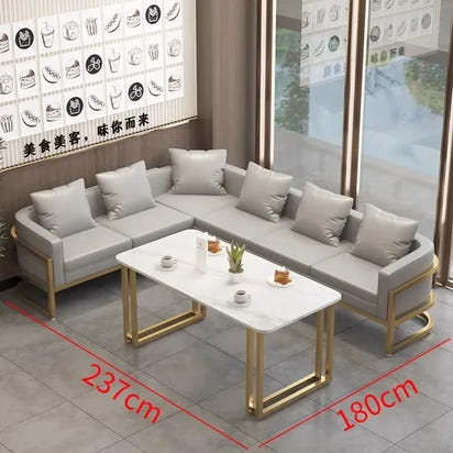 Linlamim Fabric Sofa Set Furniture Living Room Sofa Set with Desk and Stools / Big U Shape Cloth Couch Sofas for Home Furniture
