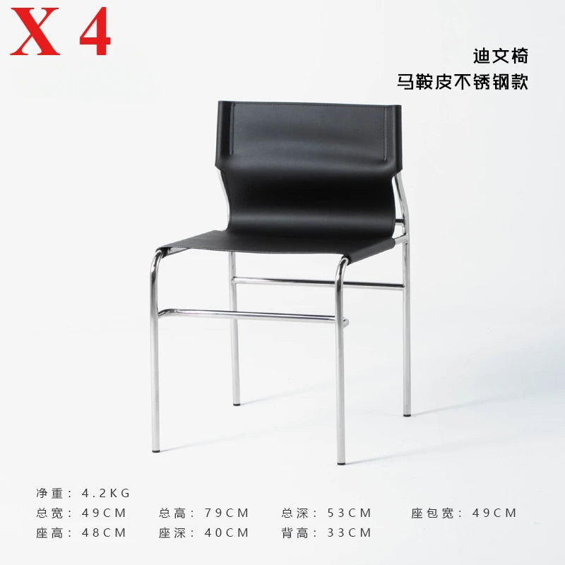 Italian Simple Saddle Chair, Bauhaus Design Dining Chair, Stainless Steel Backrest Chair, Wholesale Available, Home Furniture