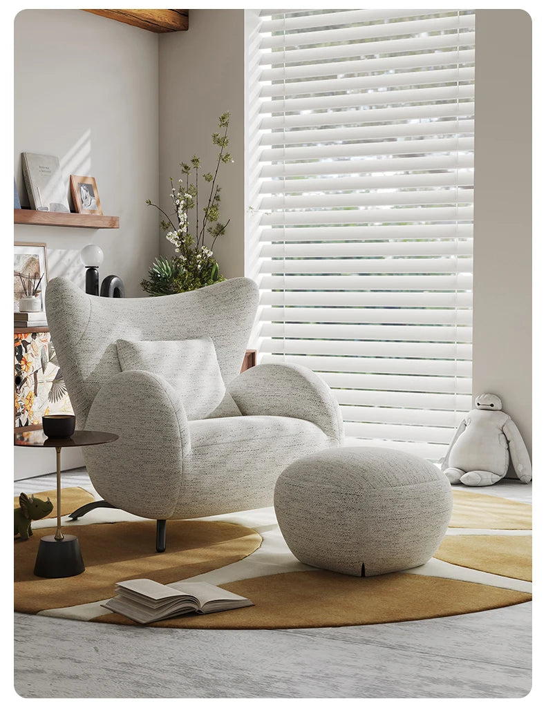 Cream Antelope Single Living Room Sofa Fabric Leisure Chair Middle Antique Lazy Sofa