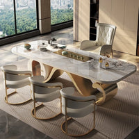 Light luxury rock slab table and chair combination modern minimalist design, creative high-end villa office tea table