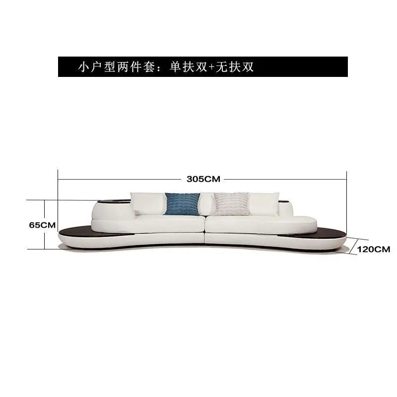 Combinaison de canapés en cuir courbés créatifs, style luxe léger, pour salon, appartement de petite et moyenne taille, moderne et simple
