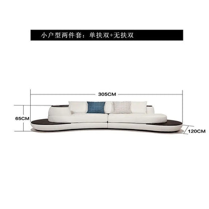 Combinaison de canapés en cuir courbés créatifs, style luxe léger, pour salon, appartement de petite et moyenne taille, moderne et simple