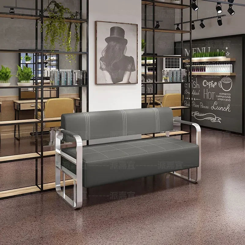 A Barber Shop Sofa Waiting Chair Stainless Steel Office Reception Sofa Chair