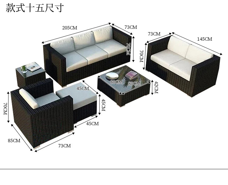 Terrace Modern Garden Sofas Outdoor Combination Courtyard Nordic Garden Sofas Waterproof Pe Rattan Furniture Sofá Jardín MHHYSF