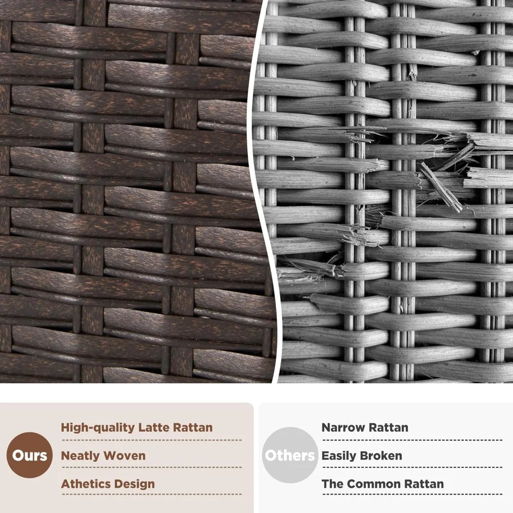 6 Piece Patio Furniture Set, Wicker Outdoor Conversation Sofa Set with Swivel Chairs, 2 Ottomans, Storage Coffee Table,