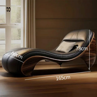 Nordic Light Luxury Single Lazy Leather Sofa Design Can Sit and Lie Leather-Covered